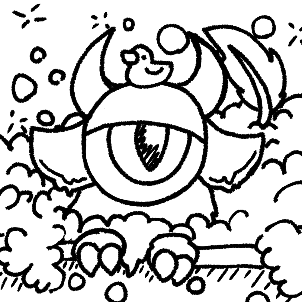 1_eye angel bath bubble bubble_bath half-closed_eyes humanoid i11ogica1 in_bathtub narrowed_eyes rubber_duck_on_head solo tail tail_tuft tuft