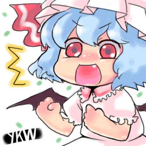 artist_request bat_wings chibi fang lowres remilia_scarlet solo touhou wings
