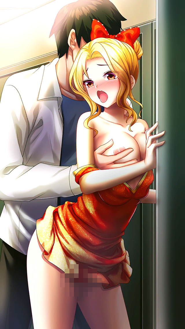 1boy 1girl black_pants blonde_hair blue_shirt bow breasts brown_eyes brown_hair censored clothes_lift clothes_pull collarbone doukyuusei_another_world dress dress_lift dress_pull dress_shirt figure_skating_dress game_cg grabbing grabbing_another's_breast grabbing_from_behind hair_bow hetero kakyuusei large_breasts leaning_forward locker locker_room long_hair long_sleeves mosaic_censoring nipples official_art open_clothes open_mouth open_shirt orange_bow orange_dress pants sex sex_from_behind shindou_reiko shirt short_dress short_hair sleeveless sleeveless_dress standing standing_sex tongue tongue_out white_shirt