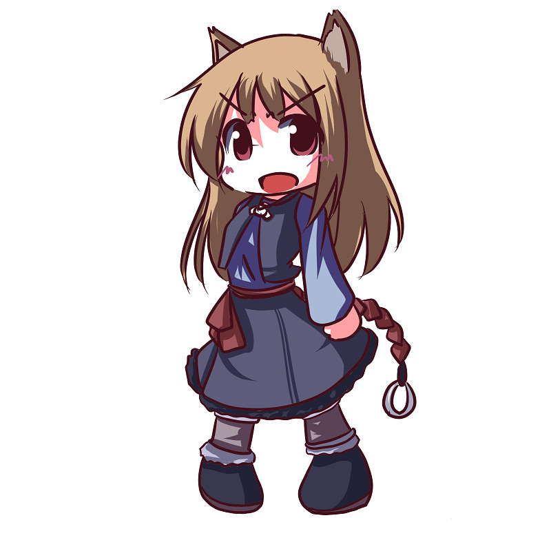 animal_ears chibi fictional_sister holo long_hair solo spice_and_wolf wolf_ears