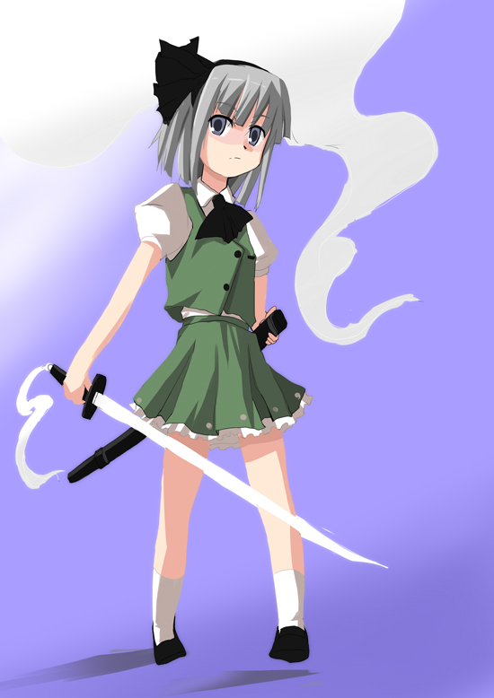 female katana konpaku_youmu sword touhou weapon