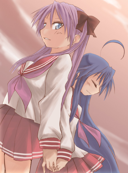 hiiragi_kagami izumi_konata lucky_star school_uniform seifuku serafuku