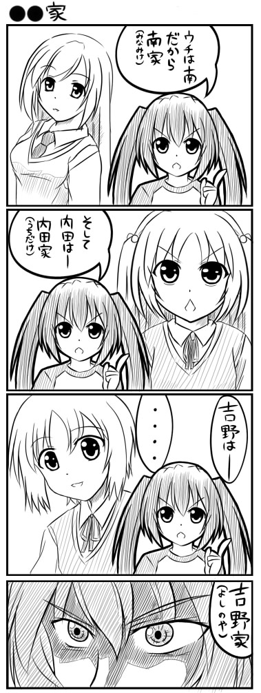 4koma artist_request comic greyscale minami-ke minami_haruka minami_kana monochrome multiple_girls translation_request