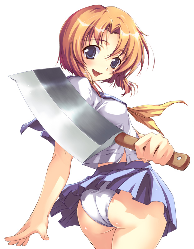 butcher_knife higurashi_no_naku_koro_ni panties ryugu_rena ryuuguu_rena school_uniform seifuku serafuku sword underwear weapon