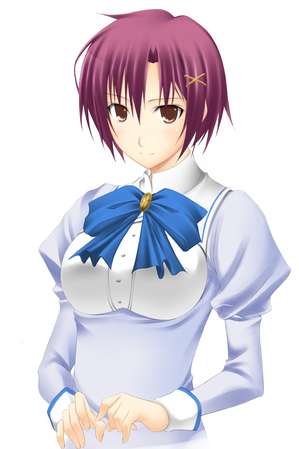 big_wednesday mikado_mariya otome_wa_boku_ni_koishiteru purple_hair red_eyes school_uniform short_hair solo