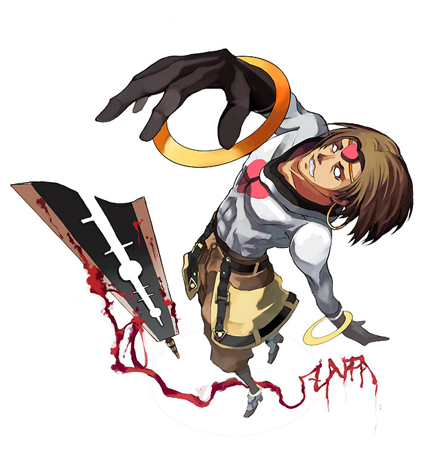 blood brown_hair guilty_gear male_focus pos solo sword weapon zappa