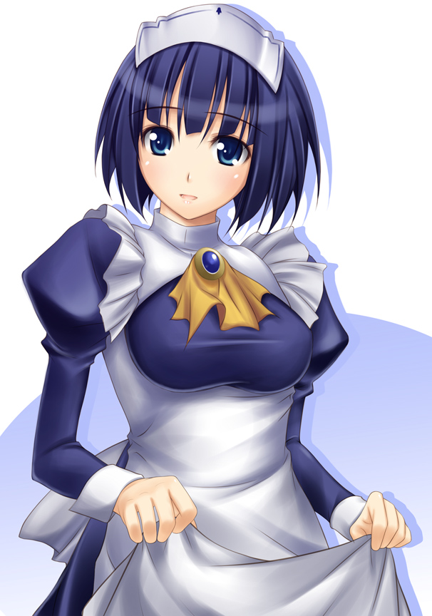 :o big_wednesday blue_eyes blue_hair blush maid shirt short_hair siesta solo taut_clothes taut_shirt zero_no_tsukaima