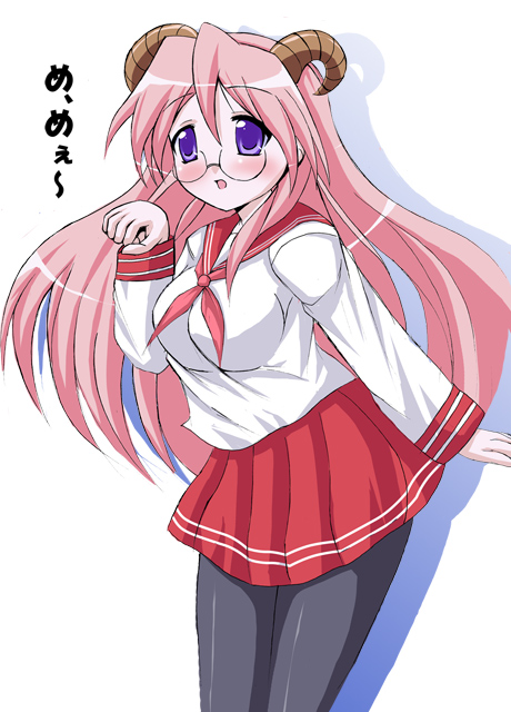 animal_ears kuronezumi lucky_star pantyhose pink_neckwear ryouou_school_uniform school_uniform serafuku solo takara_miyuki