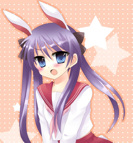 animal_ears bunny_ears hiiragi_kagami lowres lucky_star school_uniform seifuku serafuku