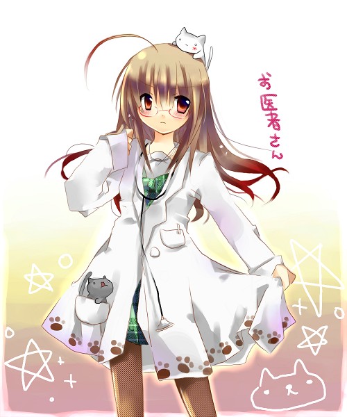 cat copyright_request doctor glasses jin_rikuri pantyhose solo standing stethoscope