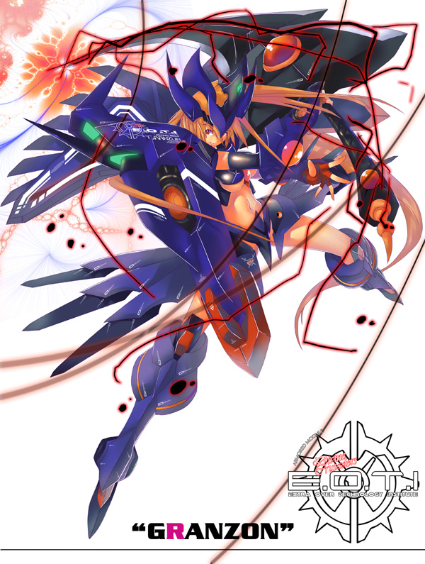 granzon ky mecha_musume midriff solo super_robot_wars super_robot_wars_the_lord_of_elemental sword weapon