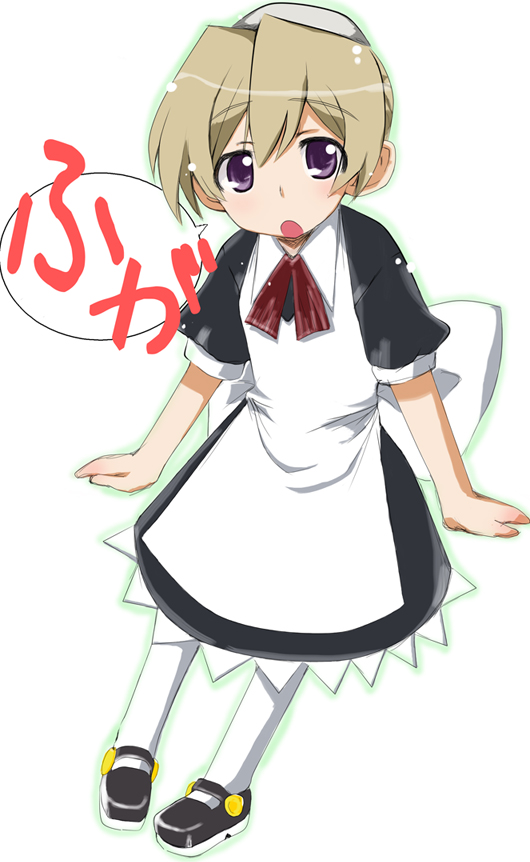 android blonde_hair flandre kaibutsu_oujo maid nazo_no_murasame_chiaki purple_eyes