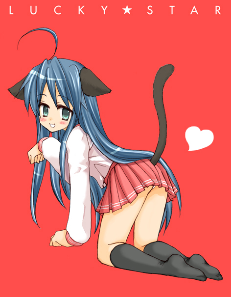 animal_ears cat_ears cat_tail izumi_konata lucky_star school_uniform seifuku serafuku tail