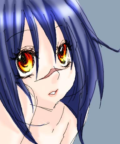 blue_hair busou_renkin lowres scar tsumura_tokiko yellow_eyes