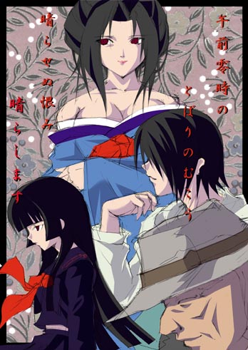 black_hair enma_ai hone_onna ichimoku_ren japanese_clothes jigoku_shoujo kimono lowres red_eyes