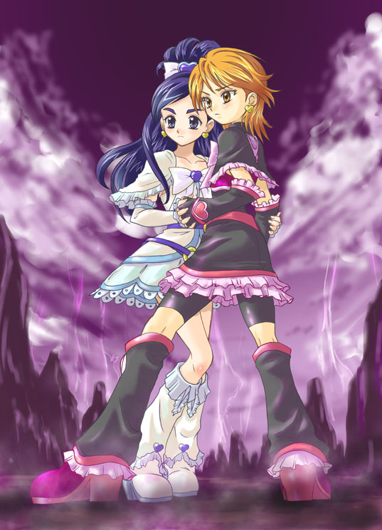 blue_eyes blue_hair brown_eyes brown_hair cure_black cure_white futari_wa_precure misumi_nagisa precure pretty_cure yukishiro_honoka