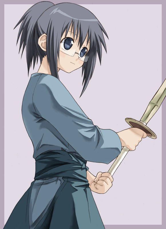 bamboo_blade glasses harada_konatsu shinai solo sword takano_natsuki weapon