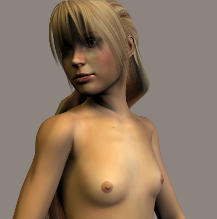 1girl 3d breasts lowres melon nipples nude simple_background solo