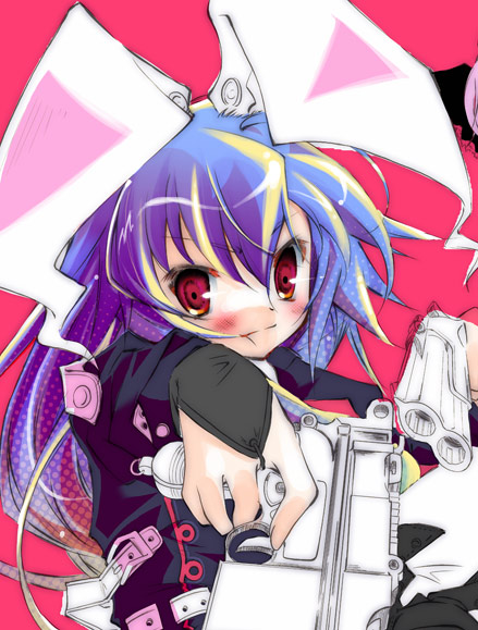 animal_ears bunny_ears derringer dual_wielding gun handgun holding kamiya_yuu long_hair mauser_c96 pistol reisen_udongein_inaba solo touhou weapon