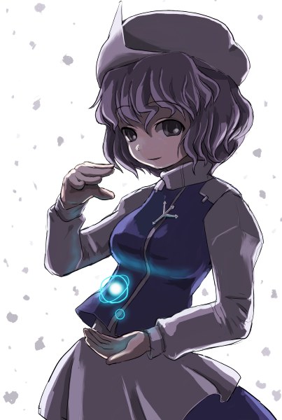 artist_request glowing hat letty_whiterock long_sleeves magic purple_hair snowing solo source_request touhou