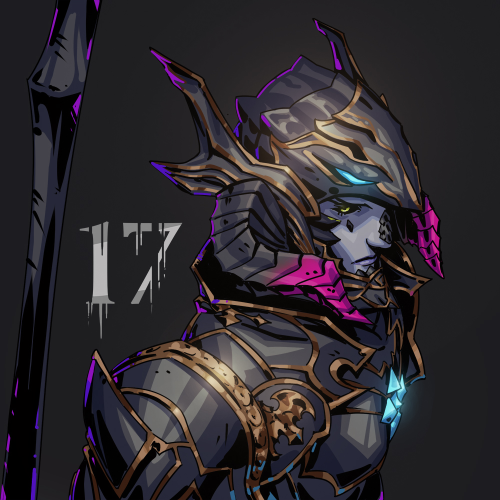 1boy armor au_ra avatar_(ffxiv) black_sclera chris_bjors colored_sclera colored_skin dragoon_(final_fantasy) final_fantasy final_fantasy_xiv full_armor helmet looking_at_viewer male_focus purple_skin scales solo yellow_pupils