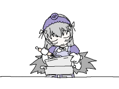 animated animated_gif cooking hairband heart lowres rozen_maiden silver_hair solo suigintou wings
