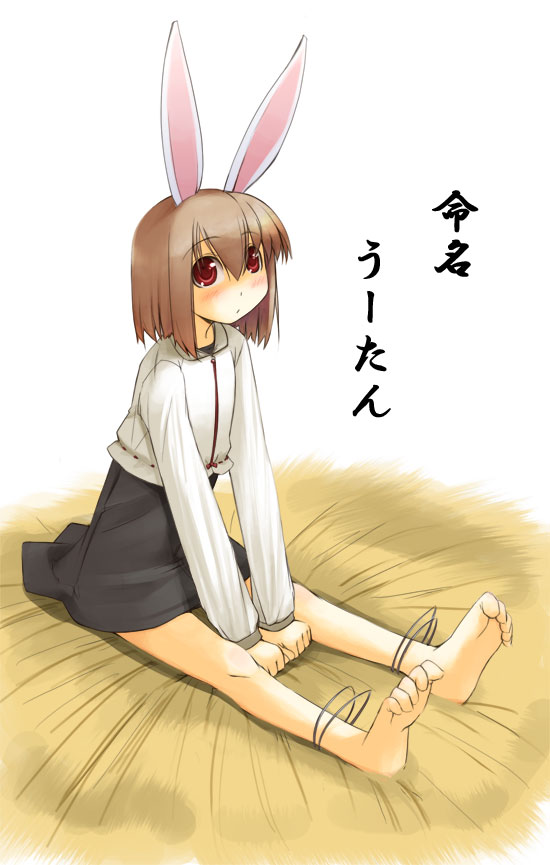 animal_ears barefoot bunny_ears feet jirou_(chekoro) long_sleeves original soles solo toes