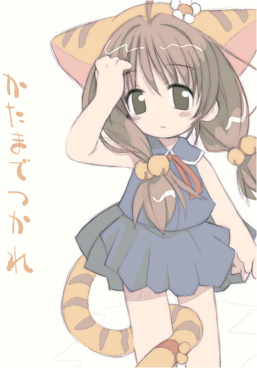 animal_ears artist_request cat_ears di_gi_charat pleated_skirt puchiko school_uniform serafuku skirt solo tail
