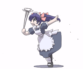 animated animated_gif artist_request bangs blue_hair copyright_request lowres maid solo