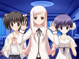 :d \o/ ^_^ ahoge animated animated_gif arms_up bangs black_hair black_ribbon blouse blue_eyes blue_hair blue_ribbon blue_shorts blush breasts bun_cover buttons ceiling chair chest_of_drawers clenched_hands closed_eyes closed_mouth collarbone cowboy_shot curtains dark double_bun dress expressionless eyebrows_visible_through_hair flipped_hair game_cg hair_ornament hair_ribbon hairclip hands_up happy himeyuri_sango indoors kawata_hisashi lights long_hair long_sleeves looking_at_viewer lowres lucy_maria_misora mitsumi_misato multiple_girls nakamura_takeshi open_mouth outstretched_arms pink_eyes pink_hair pink_ribbon purple_eyes ribbon ribbon-trimmed_dress ribbon_trim shirt short_hair short_sleeves short_twintails shorts sidelocks small_breasts smile standing stereo sundress swept_bangs table to_heart_2 turtleneck twintails very_long_hair white_dress white_shirt wide_sleeves wooden_floor yuzuhara_konomi