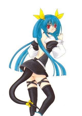 artist_request bad_anatomy bow dizzy guilty_gear lowres solo tail tail_bow thighhighs