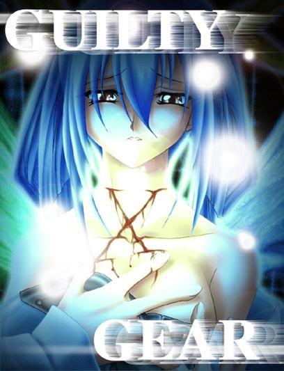 arama_ryuu bare_shoulders blood blue_hair copyright_name dizzy guilty_gear long_hair parted_lips red_eyes solo sparkle upper_body wings