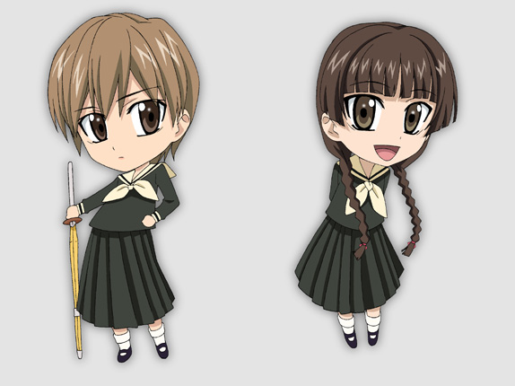 chibi hasekura_rei isse long_sleeves maria-sama_ga_miteru multiple_girls shimazu_yoshino shinai sword weapon