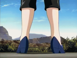 animated animated_gif bare_arms bare_shoulders blue_footwear blue_hair day hat juliet_nao_zhang long_hair lowres midriff multiple_girls my-otome natsuki_kruger navel open_mouth outdoors pants screencap shirt short_sleeves sky striped striped_shirt
