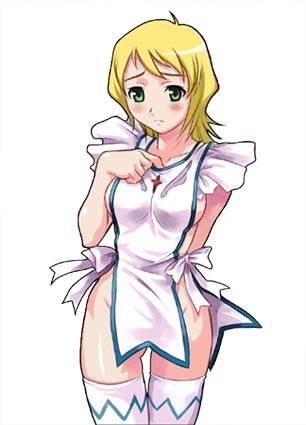 apron blonde_hair duplicate erstin_ho lowres maruto! my-otome naked_apron solo thighhighs