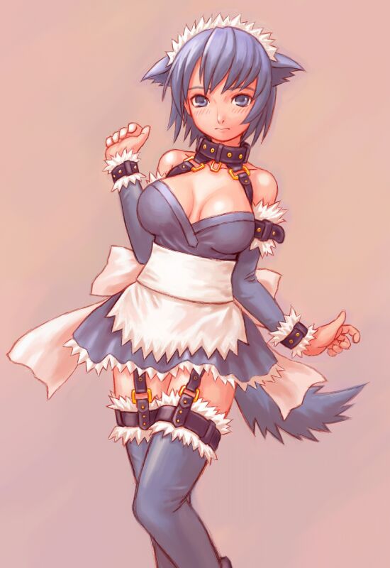 animal_ears copyright_request denjuu dog_ears garter_belt maid solo thighhighs