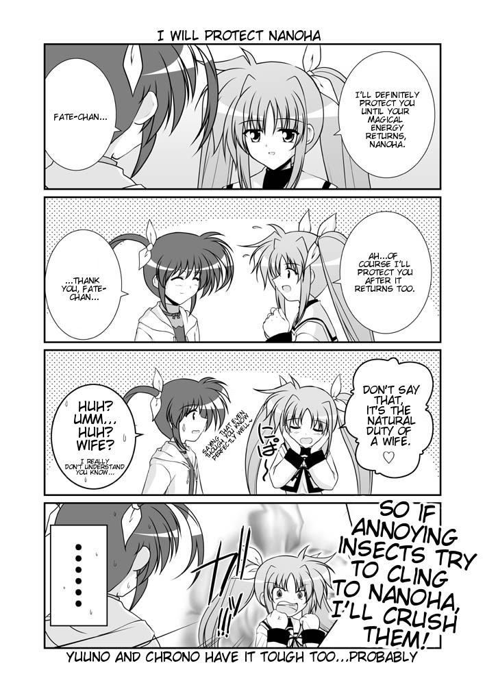 aura blush clenched_hand closed_eyes comic dark_aura english fate_testarossa greyscale hair_ribbon hard_translated long_hair long_sleeves looking_at_another lyrical_nanoha mahou_shoujo_lyrical_nanoha mahou_shoujo_lyrical_nanoha_a's mikage_takashi monochrome multiple_girls open_mouth ribbon sailor_collar school_uniform seishou_elementary_school_uniform sidelocks smile speech_bubble takamachi_nanoha teeth translated twintails two_side_up upper_body very_long_hair