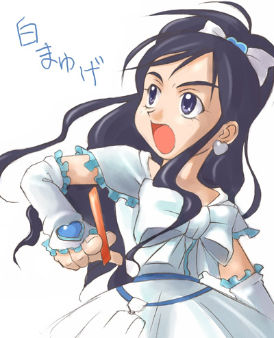 artist_request black_hair blue_eyes cure_white futari_wa_precure lowres magical_girl precure solo white_background yukishiro_honoka