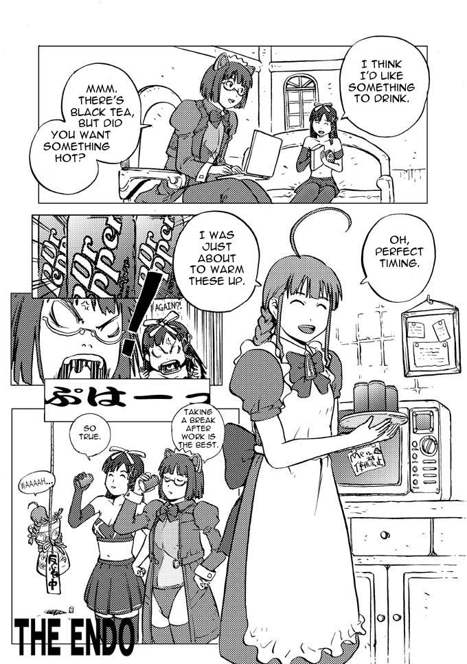 3girls artist_request can comic dr_pepper glasses greyscale me-tan microwave monochrome multiple_girls os-tan soda_can thighhighs translated xp-tan