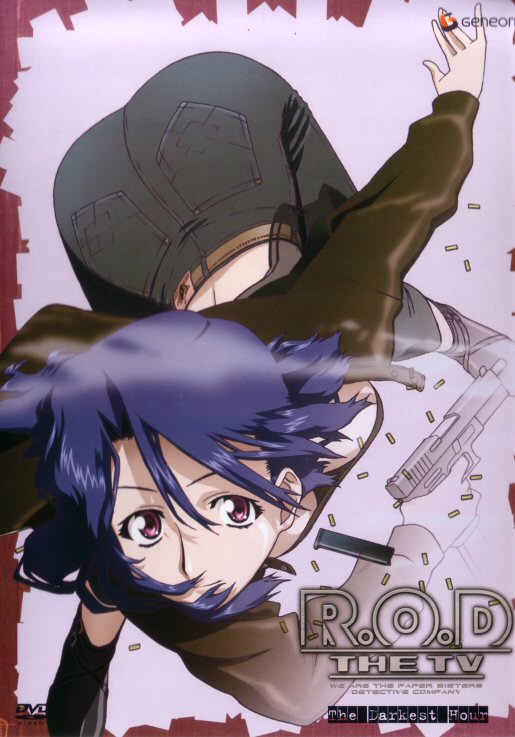 back belt bent_over blue_hair boots breasts cleavage company_name copyright_name cover denim downblouse dvd_cover extended_barrel glock gun handgun ishihama_masashi jacket jeans large_breasts logo magazine_(weapon) nancy_makuhari no_bra official_art open_clothes open_jacket pants pink_eyes pistol r.o.d_the_tv read_or_die scan shell_casing short_hair smile solo weapon