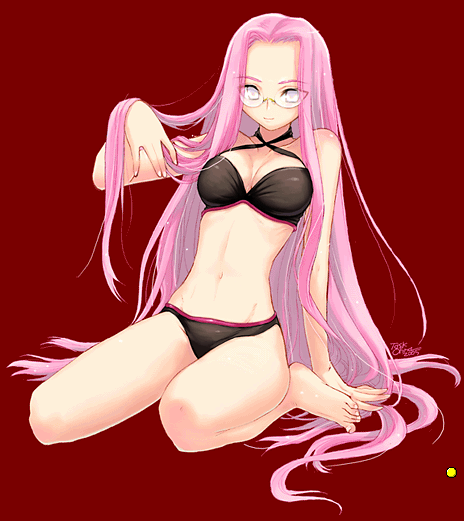 barefoot bikini fate/stay_night fate_(series) feet glasses hands long_hair rider solo swimsuit task_owner very_long_hair