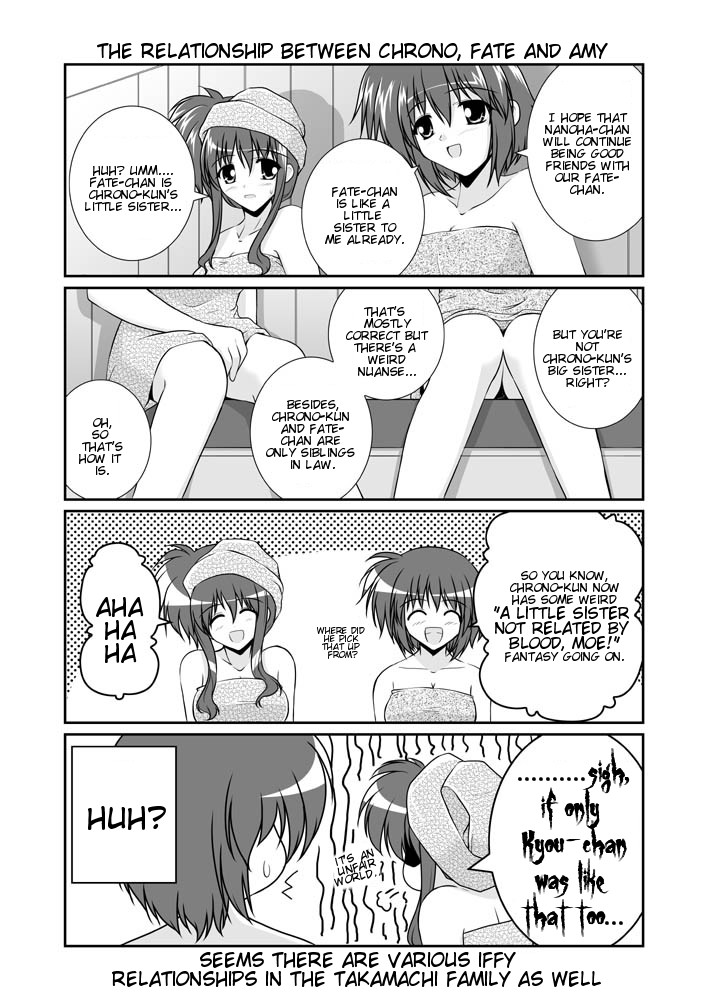 amy_limiette comic doujinshi greyscale hard_translated lyrical_nanoha mahou_shoujo_lyrical_nanoha mahou_shoujo_lyrical_nanoha_a's mikage_takashi monochrome multiple_girls naked_towel takamachi_miyuki towel translated