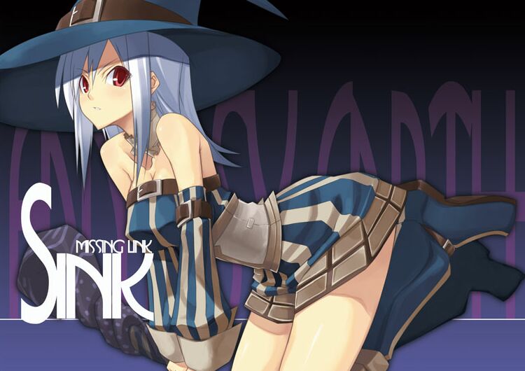 albino bare_shoulders belt boots breasts character_request choker cleavage detached_sleeves fantasy_earth_zero hat long_hair medium_breasts red_eyes shingo_(missing_link) shorts solo striped white_hair witch witch_hat