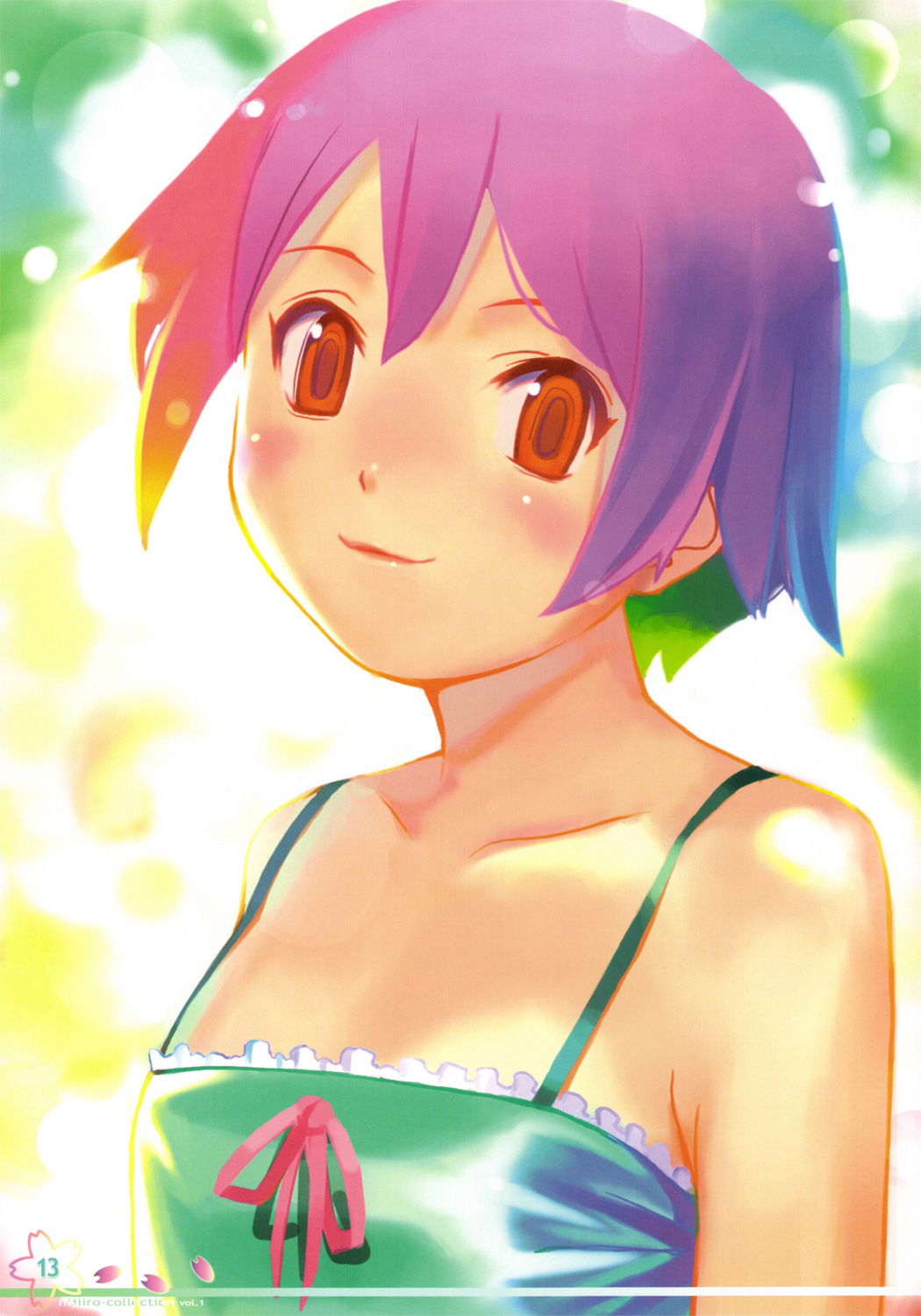 copyright_request highres koutaro purple_hair red_eyes ribbon short_hair solo
