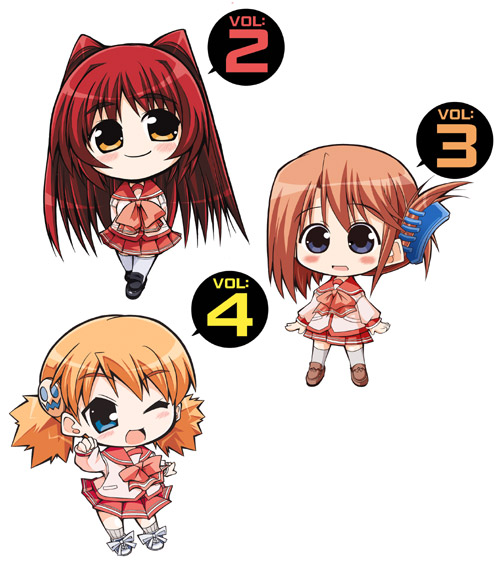 celebi_ryousangata chibi folded_ponytail komaki_manaka kousaka_tamaki long_sleeves multiple_girls red_hair sasamori_karin school_uniform serafuku thighhighs to_heart_2