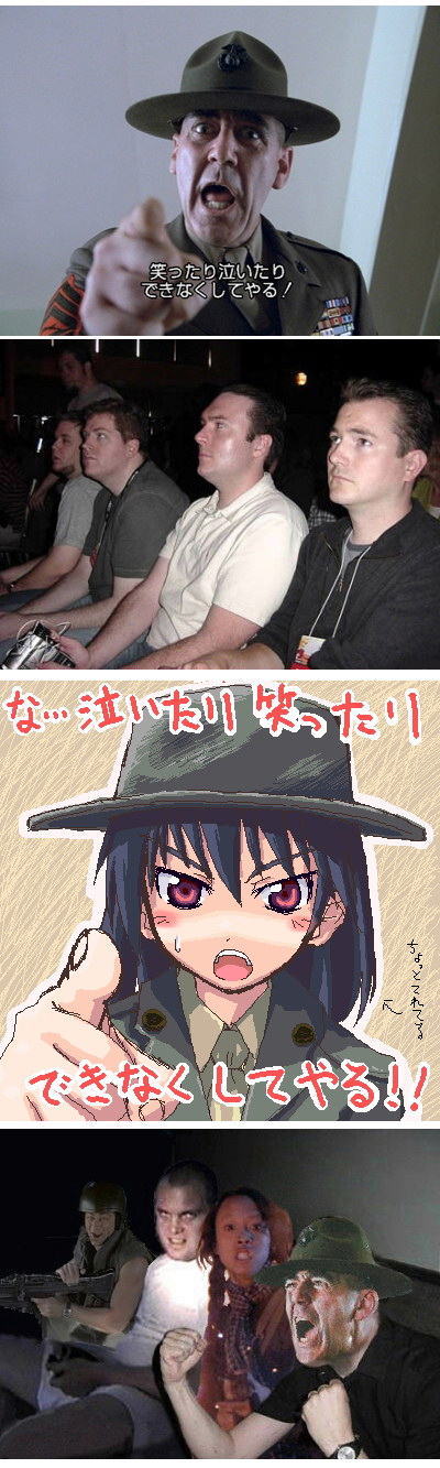 4koma 6+boys comic comparison cosplay crossover doorgunner_(full_metal_jacket) full_metal_jacket gaijin_4koma guerrilla highres leonard_lawrence marine_corps military military_uniform multiple_boys multiple_girls parody photo school_rumble sgt_hartman sgt_hartman_(cosplay) translated tsukamoto_yakumo uniform vietnam vietnamese