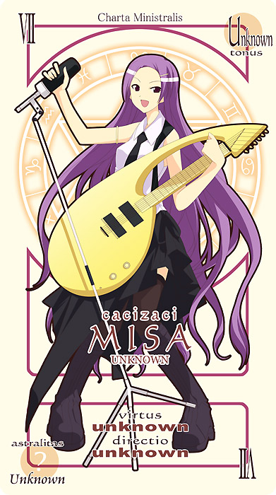 card_(medium) character_name electric_guitar guitar instrument kakizaki_misa long_hair mahou_sensei_negima! mizuki_makoto pactio solo thighhighs translated
