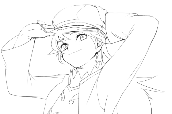 artist_request cabbie_hat greyscale hat long_sleeves monochrome my-otome reverse_trap sara_gallagher solo
