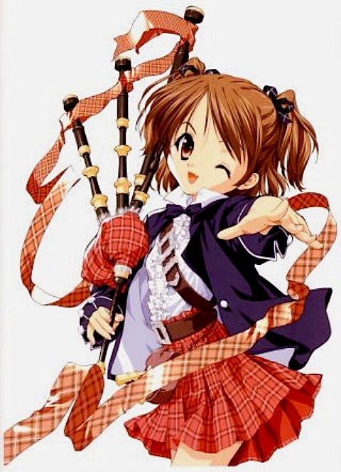 ;d bagpipes belt belt_buckle blazer blue_bow blue_jacket blue_neckwear blue_ribbon bow bowtie breasts brown_belt brown_eyes brown_hair buckle buttons center_frills cowboy_shot fangs foreshortening frilled_shirt frills from_side fur_trim hair_ribbon happy head_tilt high-waist_skirt holding holding_instrument instrument jacket jpeg_artifacts long_sleeves looking_at_viewer looking_to_the_side miniskirt nail_polish official_art one_eye_closed open_clothes open_jacket open_mouth outstretched_arm pink_nails pink_ribbon plaid plaid_ribbon plaid_skirt pleated_skirt popped_collar pouch reaching_out red_skirt ribbon shirt short_hair simple_background sister_princess skirt sleeve_cuffs small_breasts smile solo standing tenhiro_naoto two_side_up white_background white_shirt yotsuba_(sister_princess)