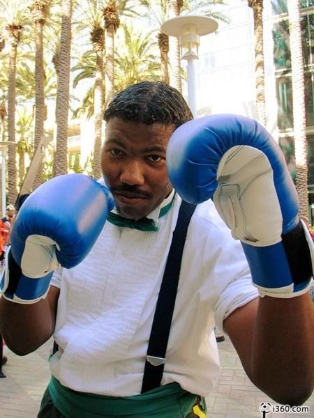 bow bowtie boxer boxing_gloves cosplay dudley gloves male_focus photo solo street_fighter street_fighter_iii_(series)